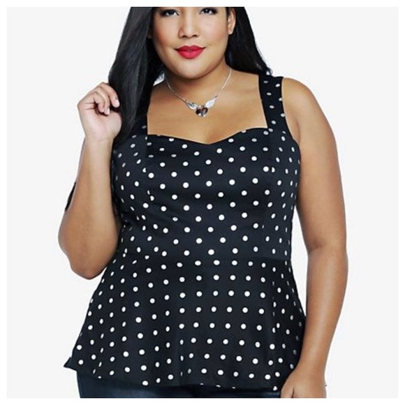 black and white polka dot peplum top